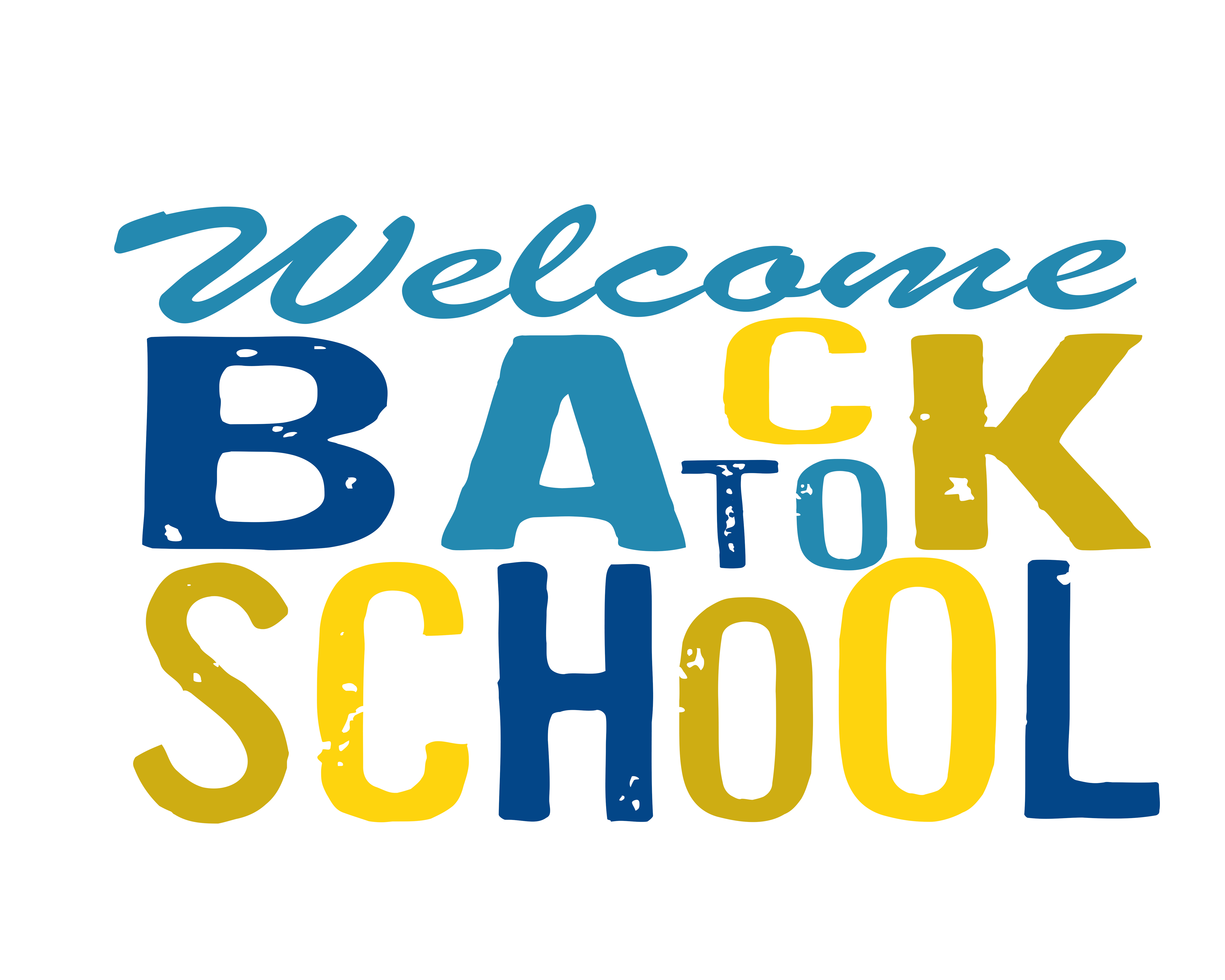 Welcome back to school font in alternate colors.