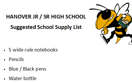 image of junior and senior high supply list